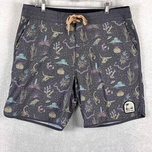 Howler Bros Board Shorts Mens 38 Gray Cactus Scorpion AOP Preppy Southwestern